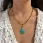 Simpatico necklace, amazonite teardrop pendant