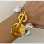 Gold wave coin  bracelet