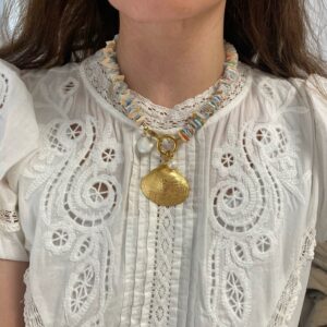 ocean luxury jewllery , shell necklace, mermaid jewllery collection , greek designers , jewllery brand