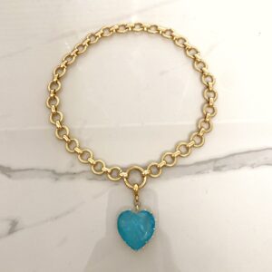 blue heart necklace , jewllery collection , luxury jewllery brand , amazing statement jewllery , puffed heart necklace , grecmuse