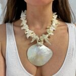 shell necklace, deluxe ocean jewllery . boho bridal jelwllery , luxury mermaid jewllery brand