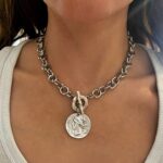 Coin necklace, statement jewelry brand , vintage style jewelry, greek designers , charms necklace