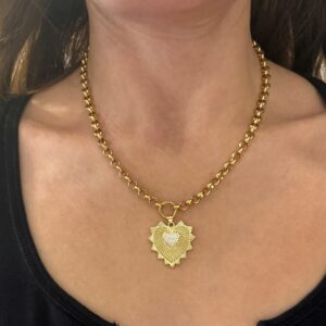 gold heart necklace , jewllery collection , luxury jewllery brand , amazing statement jewllery , puffed heart necklace , grecmuse