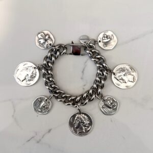 coin bracelet , jewllery collection , statement jewllery brand, charms bracelet , grecmuse