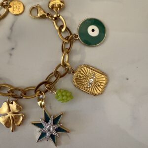 gold charm bracelet, , 90s style jewllery , jewllery brand , unique collection , amazing trendy jewllery , grecmuse