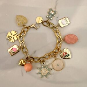 gold charm bracelet, , 90s style jewllery , jewllery brand , unique collection , amazing trendy jewllery , grecmuse