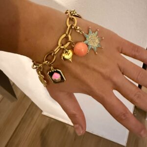gold charm bracelet, , 90s style jewllery , jewllery brand , unique collection , amazing trendy jewllery , grecmuse