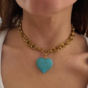 heart necklace , jewllery collection , luxury jewllery brand , amazing statement jewllery , turquoise heart necklace , grecmuse
