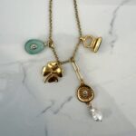gold charm necklace , greek jewllewry brand , jewllery collection for woman , grecmuse