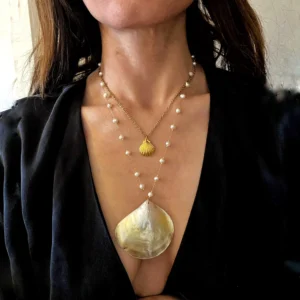 shell necklace , deluxe ocean jewllery , greek designer brand , mermaid jewllery collection , sea shell oceanic