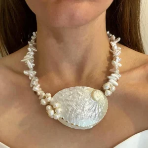 shell necklace , deluxe ocean jewllery , greek designer brand , jewllery collection , sea shell oceanic jewllery