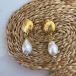 baroque pearl earrings , pearl collection , bridal jewllery , greek jewllery designer brand