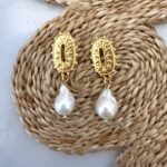 baroque pearl earrings , pearl collection , bridal jewllery , greek jewllery designer brand