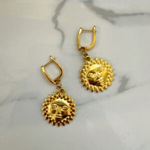 gold sun earrings