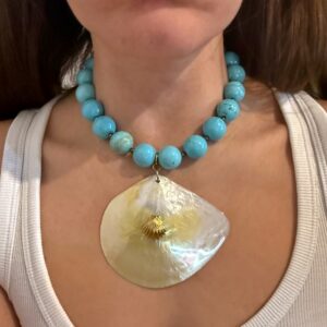 shell necklace , sea shell jewllery , ocean necklace, oceanic jewllery , grecmuse, summer mermaid necklace , turquoise necklace, greek designers , jewllery brand , jewllery collection
