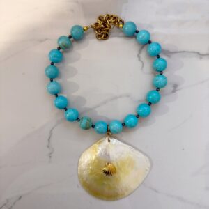 shell necklace , sea shell jewllery , ocean necklace, oceanic jewllery , grecmuse, summer mermaid necklace , turquoise necklace, greek designers , jewllery brand , jewllery collection