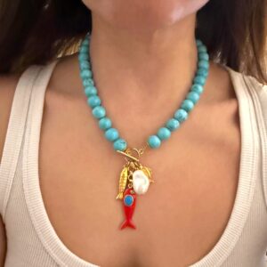 fish charm necklace , three fish necklaces, jewllery collection , greek jewllery brand , mermaid jewllery , amazing unique jewllery , vintage style