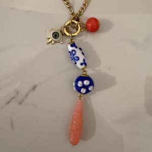 long summer necklace, amazing jewllery collection , unique handmade trendy jewllery , colorful necklace, grecmuse , ceramic beads necklace , greek designers