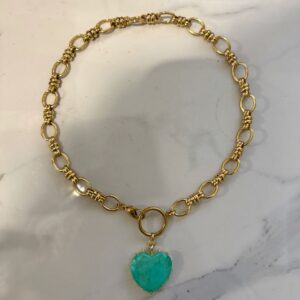 turquoise heart pendant necklace, heart necklace ,summer unique amazing jewllery , grecmuse brand , greek designers , jewllery collection