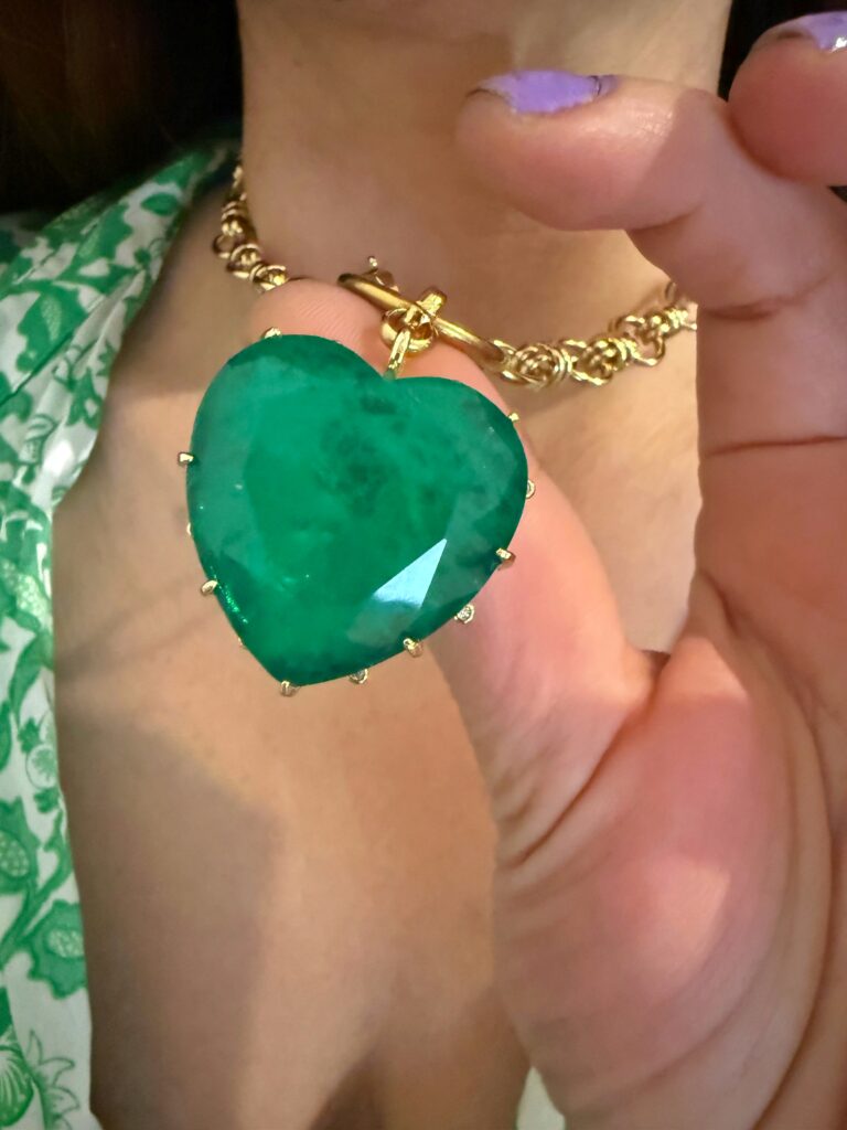 green heart necklace, heart necklace ,summer unique amazing jewllery , grecmuse brand , greek designers , jewllery collection