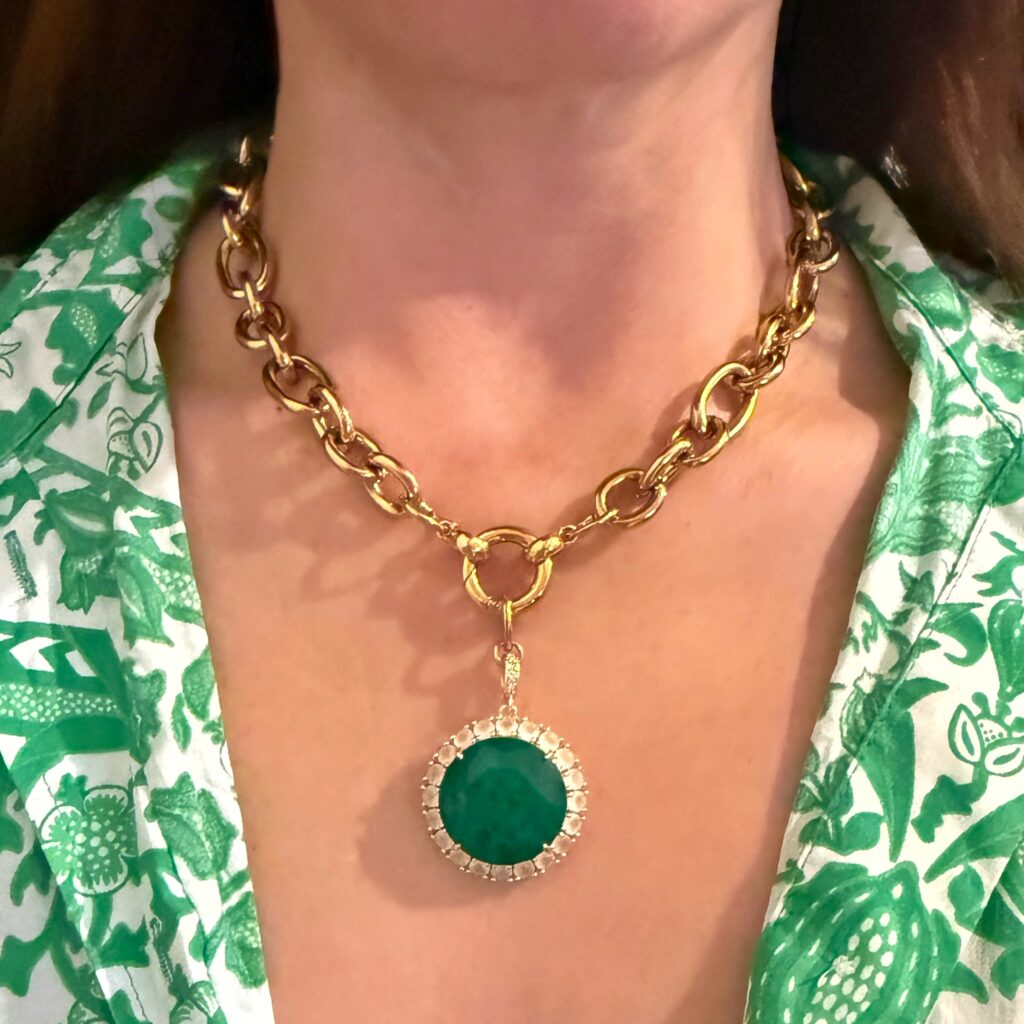 green pendant necklace, heart necklace ,summer unique amazing jewllery , grecmuse brand , greek designers , jewllery collection
