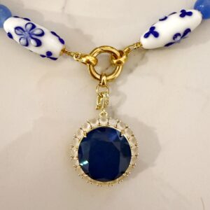 blue ceramic beads necklace ,summer unique amazing jewllery , grecmuse brand , greek designers , jewllery collection