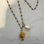dainty rosary fish necklace