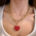 Dubleta heart necklace pink