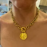 bold coin neckalce gold tone