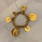 gold tone coin bracelet